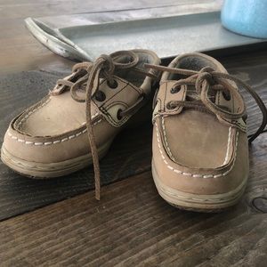 Sperry topsider bluefish 9.5w toddler shoes tan leather